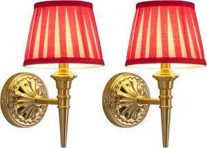 KDG Cordless Wall Sconces Set of 2, Small Wireless 5200mAh Rechargeable Battery Fabric LED Wall Lamps, Portables Lightings for Wall Painting, Living Room, Bedroom, Hallway, Gifts, Night Light (Red)