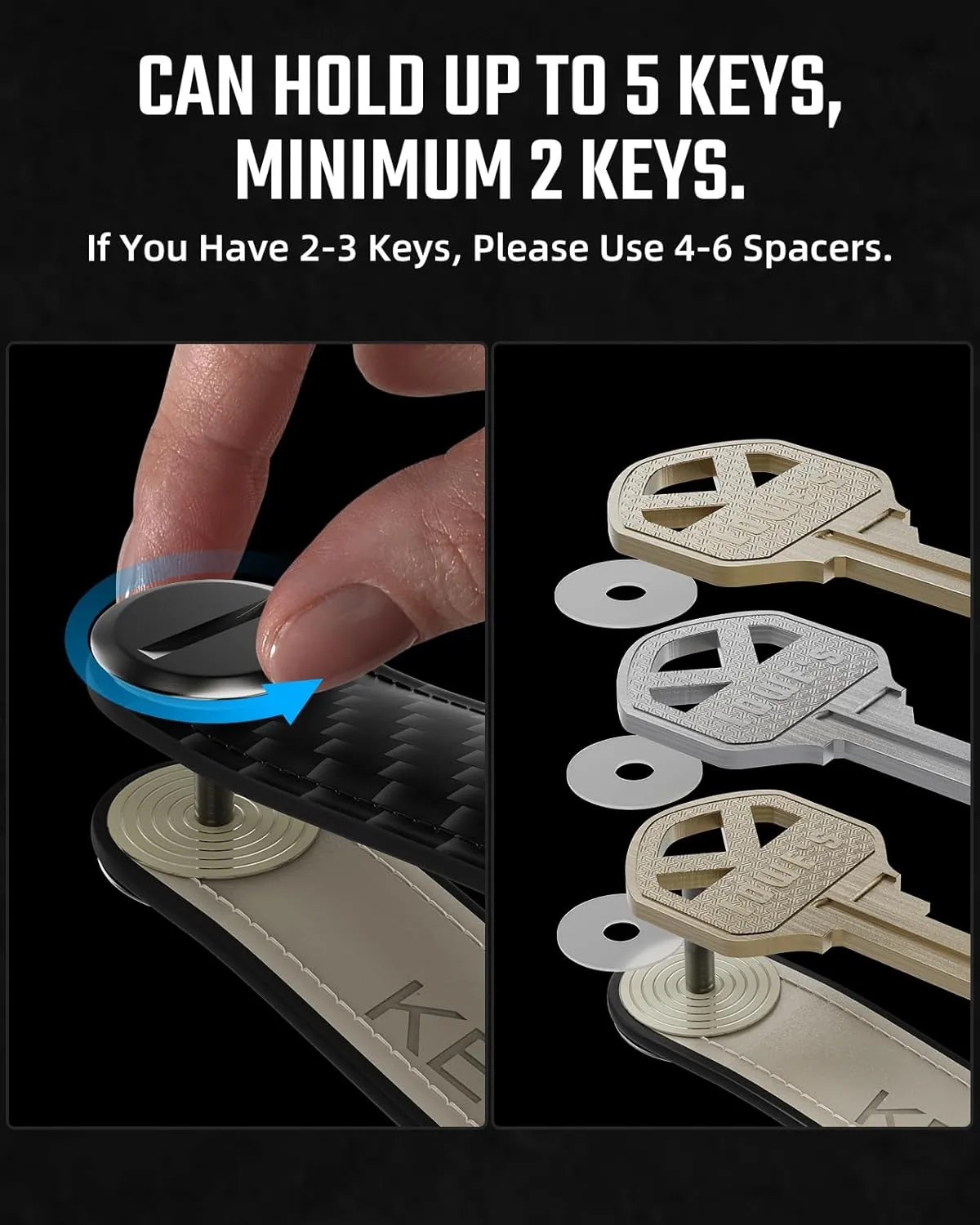 Key Organizer for Men Compact Key Holder Minimalist Key Case Metal Key Chain Key Holder for Keychain Secures 2-5 Keys