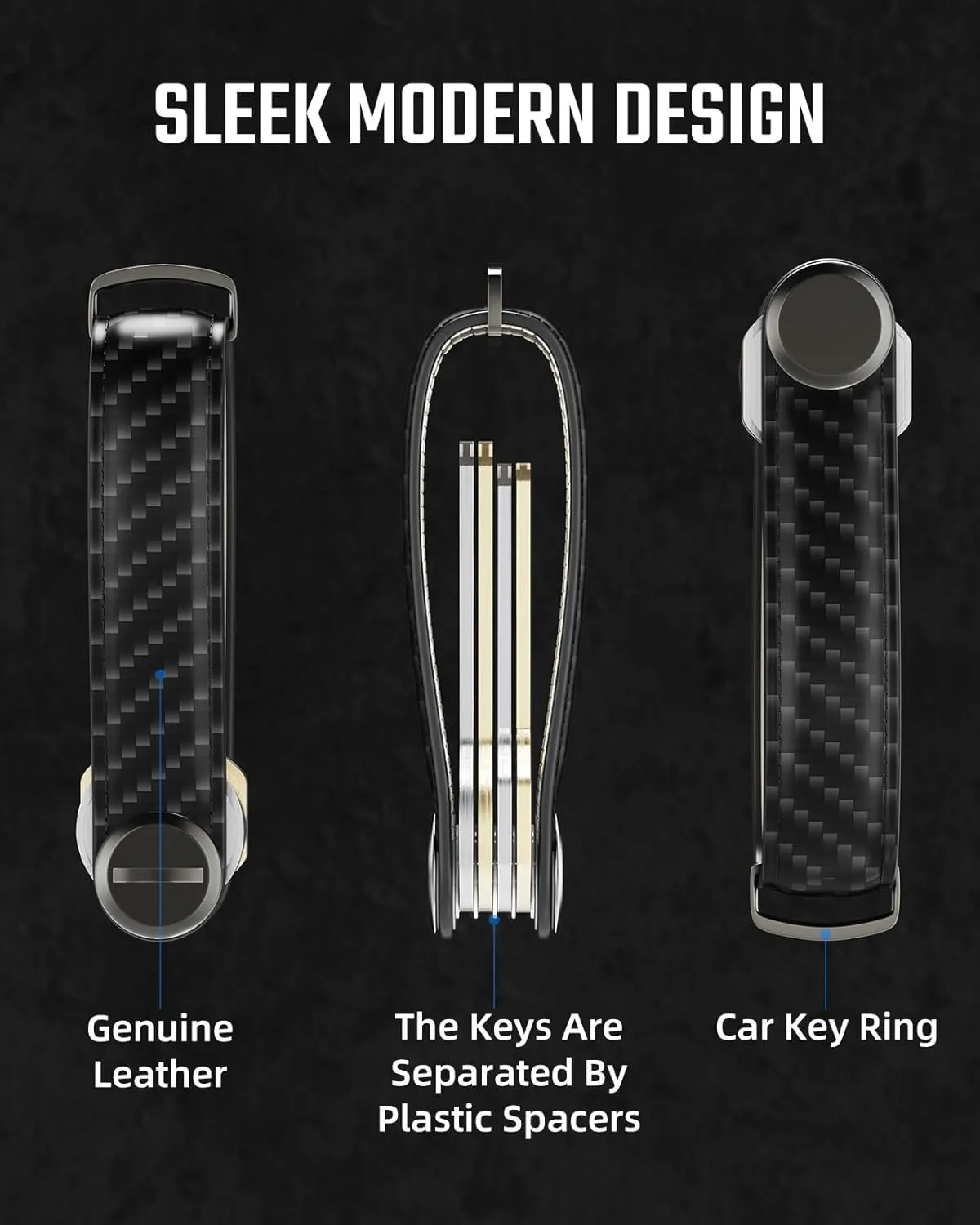 Key Organizer for Men Compact Key Holder Minimalist Key Case Metal Key Chain Key Holder for Keychain Secures 2-5 Keys
