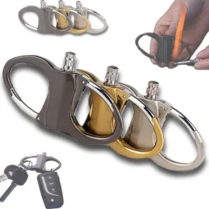 Keychain Lighter Matches, Keychain fire Starter, refillable Kerosene Emergency igniter, Reusable Outdoor Survival Gear for Camping, Hiking, Permanent and Durable Lighter(Black Gold Silver)