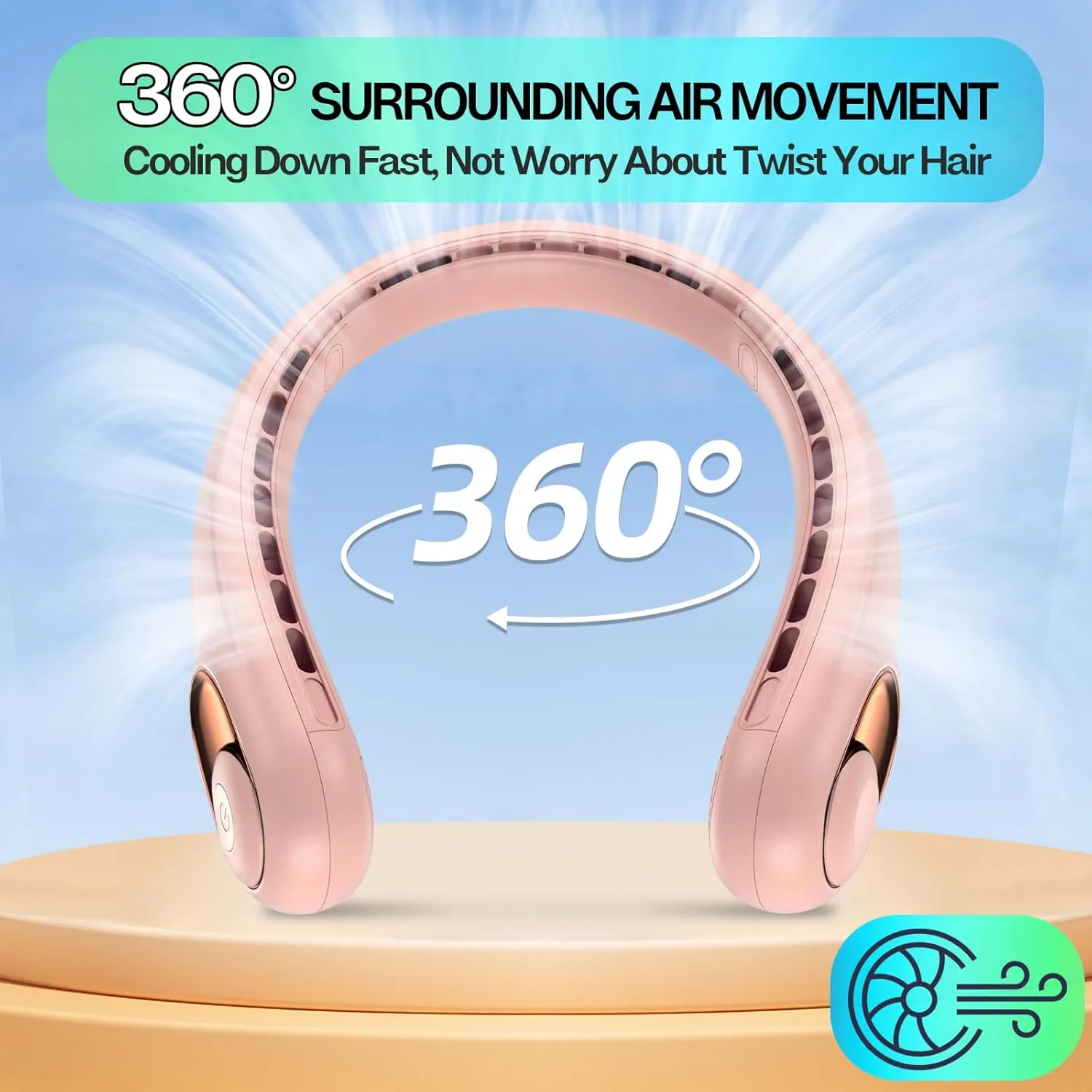 KIDEE Portable Neck Fan, Neck Fans Rechargeable for Women Men, 4000mAh Personal Bladeless Fan, Upgraded Cooling Air Volume, Ultra Quiet Wearable Fan