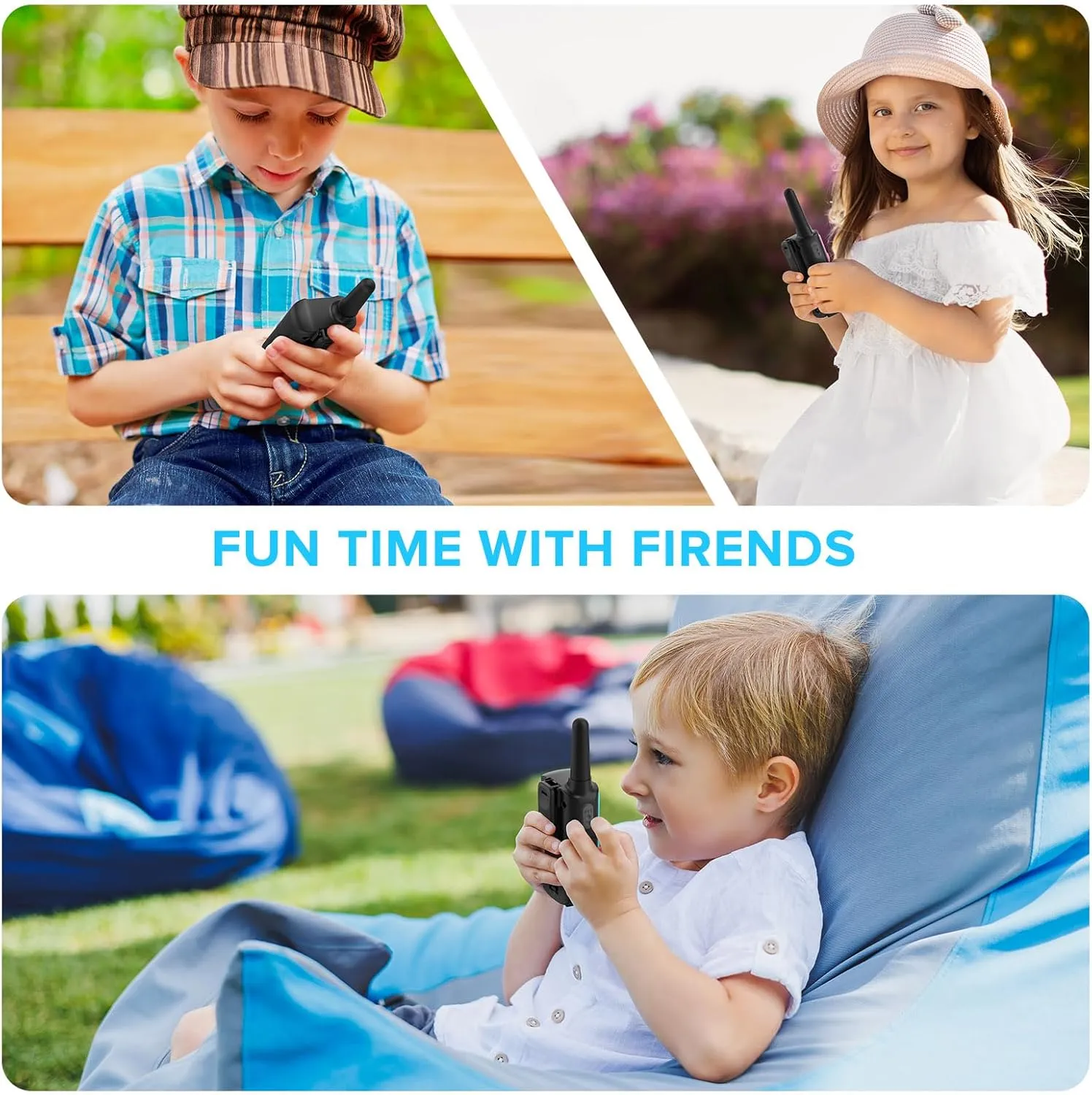 Kids Adult Suitable Walkie Talkie, Rechargeable, Outdoor Camping Game Toys, Birthday Gift, Suitable for 8-12 3-5 Years Old Boys and Girls 2-Way Long Distance Radio, 4 Packs