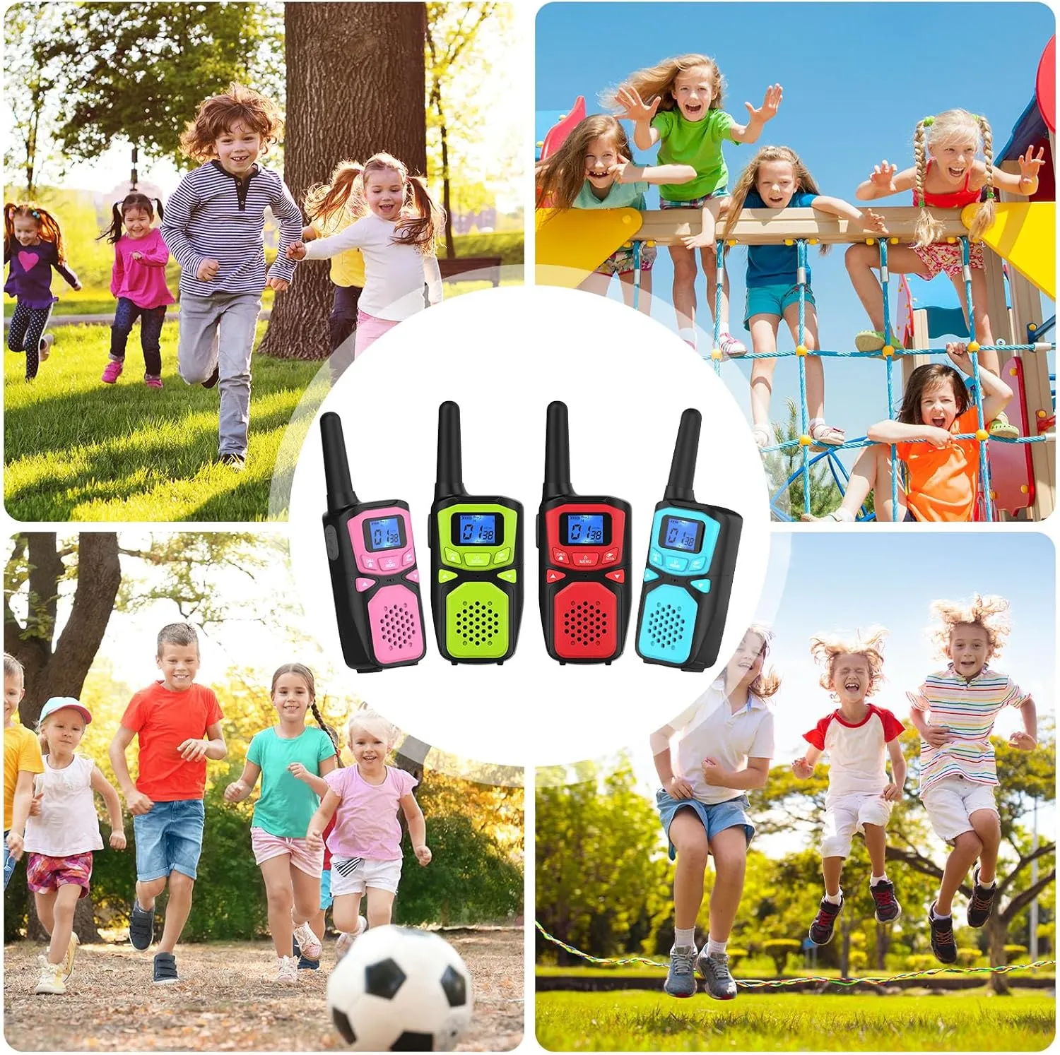 Kids Adult Suitable Walkie Talkie, Rechargeable, Outdoor Camping Game Toys, Birthday Gift, Suitable for 8-12 3-5 Years Old Boys and Girls 2-Way Long Distance Radio, 4 Packs