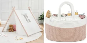 Kids Play Tent and Diaper Caddy Organizer Bundled by Comfy Cubs