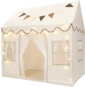 Kids Play Tent, Toddlers Large Playhouse with Star String, Flag, Machine Washable, Indoor and Outdoor Play Tent for Kids, Girls & Boy Aged 3 , 50" x 34" x 51", Cream