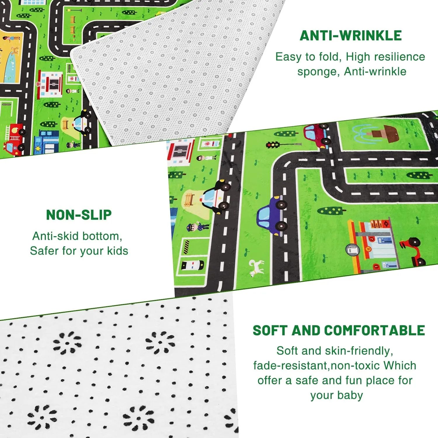 Kids Playmat - Town City Road Map, Large Educational Car Track Play Rug for Playroom, Bedroom, Living Room (Style 1, 78.7 x 59 INCH)