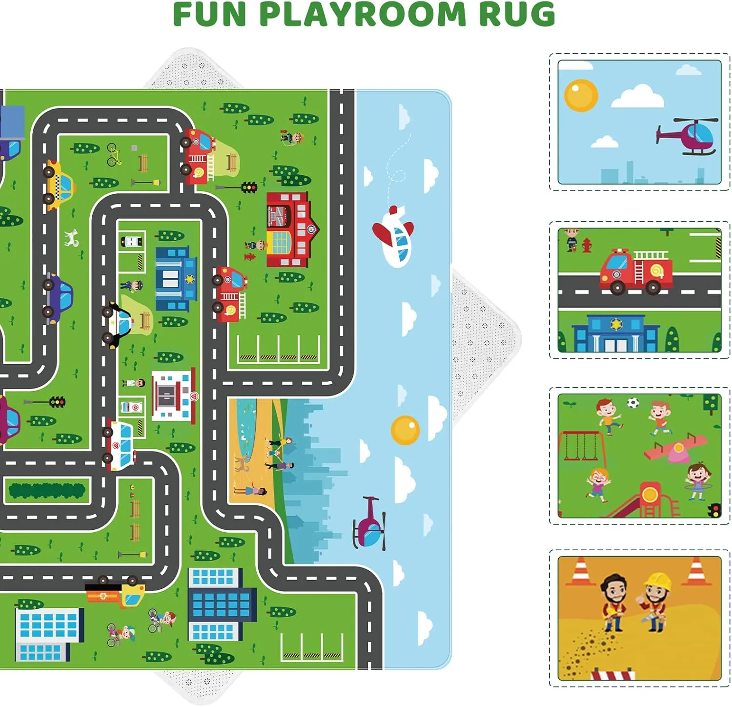 Kids Playmat - Town City Road Map, Large Educational Car Track Play Rug for Playroom, Bedroom, Living Room (Style 1, 78.7 x 59 INCH)