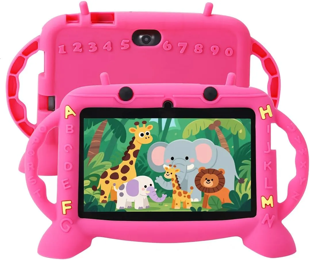 Kids Tablet, 7 inch Tablet for Kids 2-10, Educational Learning Toddler Tablet Android 11, 3GB RAM 32GB ROM Storage, Google Play YouTube, Baby Girl boy Present (Red)