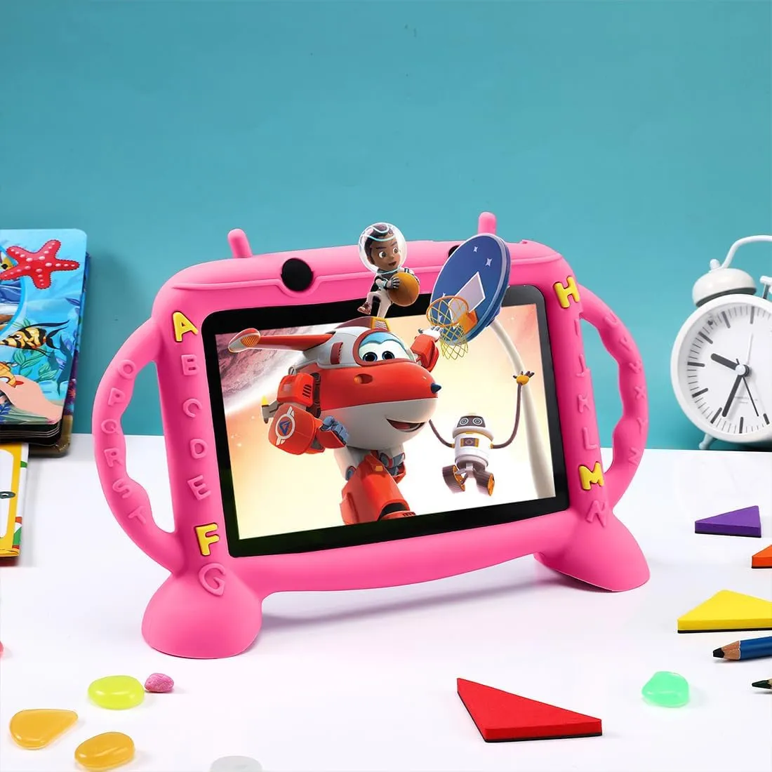 Kids Tablet, 7 inch Tablet for Kids 2-10, Educational Learning Toddler Tablet Android 11, 3GB RAM 32GB ROM Storage, Google Play YouTube, Baby Girl boy Present (Red)