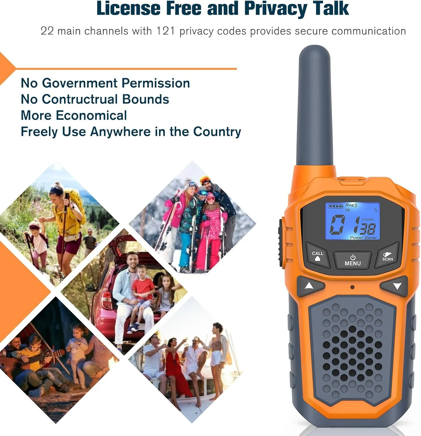 Kids Walkie Talkies, Long Range 2 Way Radio 22 Channel, Durable Toy Birthday Gifts for 6-12 Year Old Boys and Girls, Handheld Walkies Talkie for Outside Hiking Camping（No Batteries）