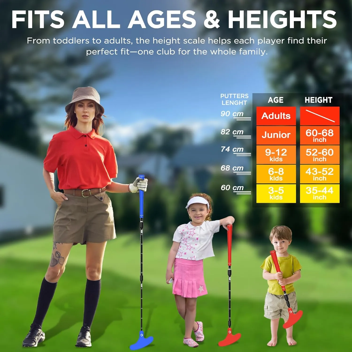 KINGTOP Adjustable Golf Putters for Men and Women, Right and Left Handed Two-Way Golf Putter Club for Kids | Teens | Adults, Putting Training Combo Pack with Putting Cup and Practice Foam Balls