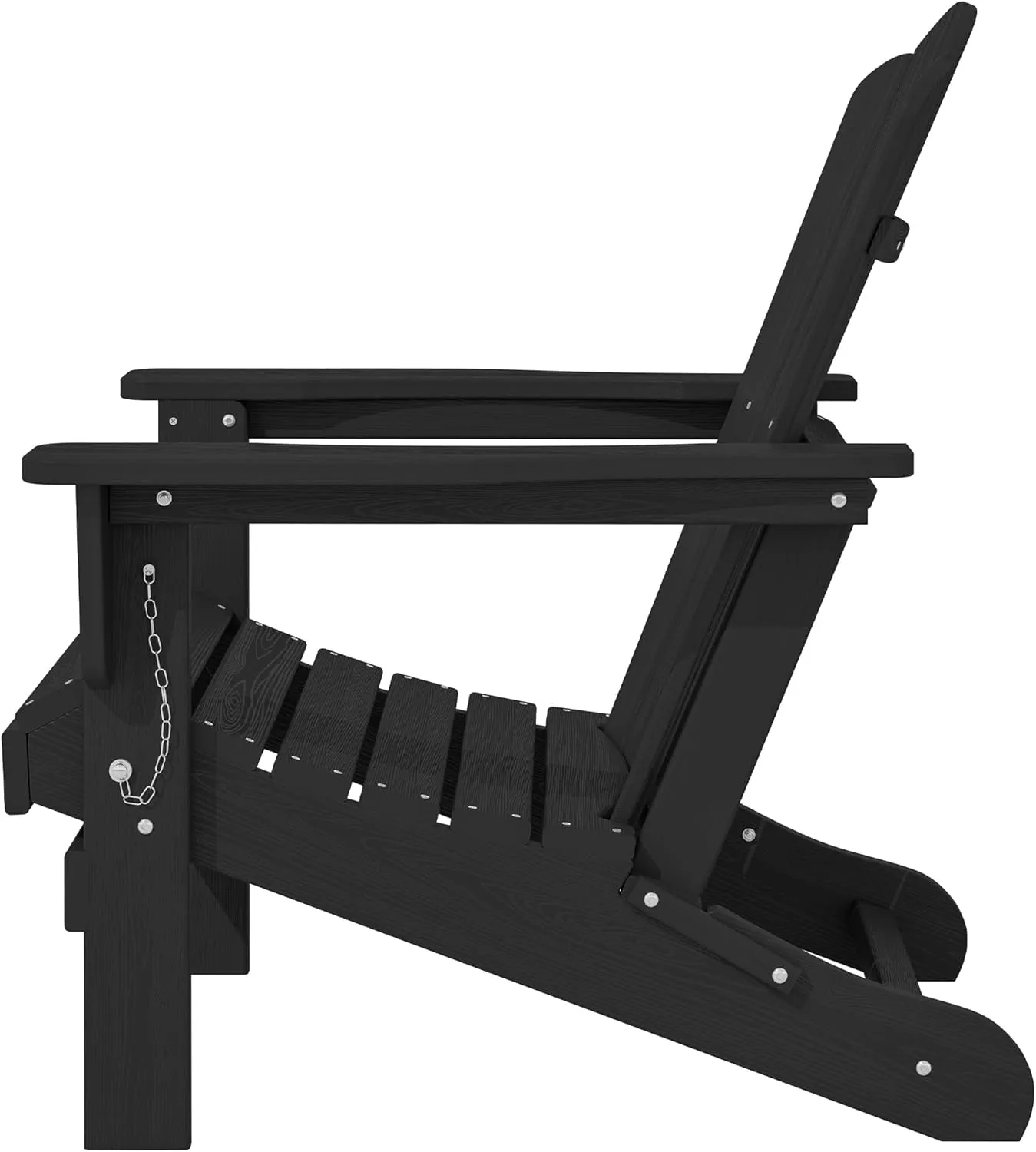 KINGYES Folding Adirondack Chair, HDPE All-Weather Patio Chairs, Wooden Textured Lawn Chair for Poolside, Backyard, Deck, Fire Pit, Black