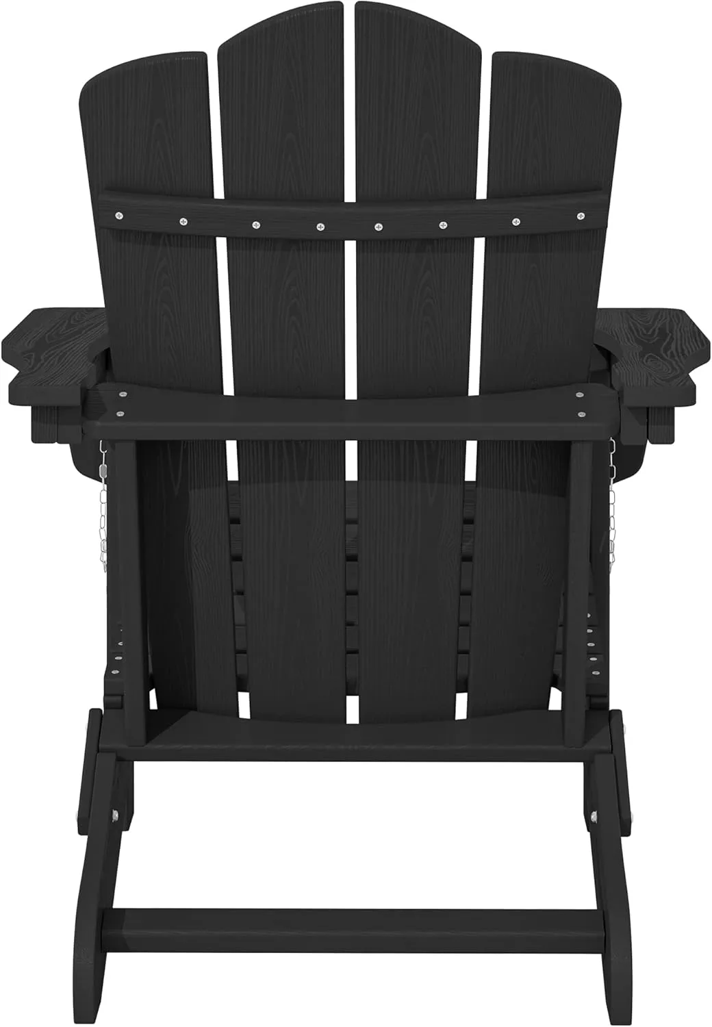 KINGYES Folding Adirondack Chair, HDPE All-Weather Patio Chairs, Wooden Textured Lawn Chair for Poolside, Backyard, Deck, Fire Pit, Black