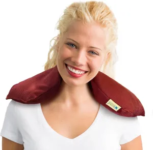 KOYA Naturals Neck Heating Pad Microwavable - Cherry Pit/Stone/Seed Pillow Heat Pack for Neck, Muscles, Joints, Stomach Pain, Menstrual Cramps - Warm Compress Wrap - Moist Heat Therapy (Henna Red)