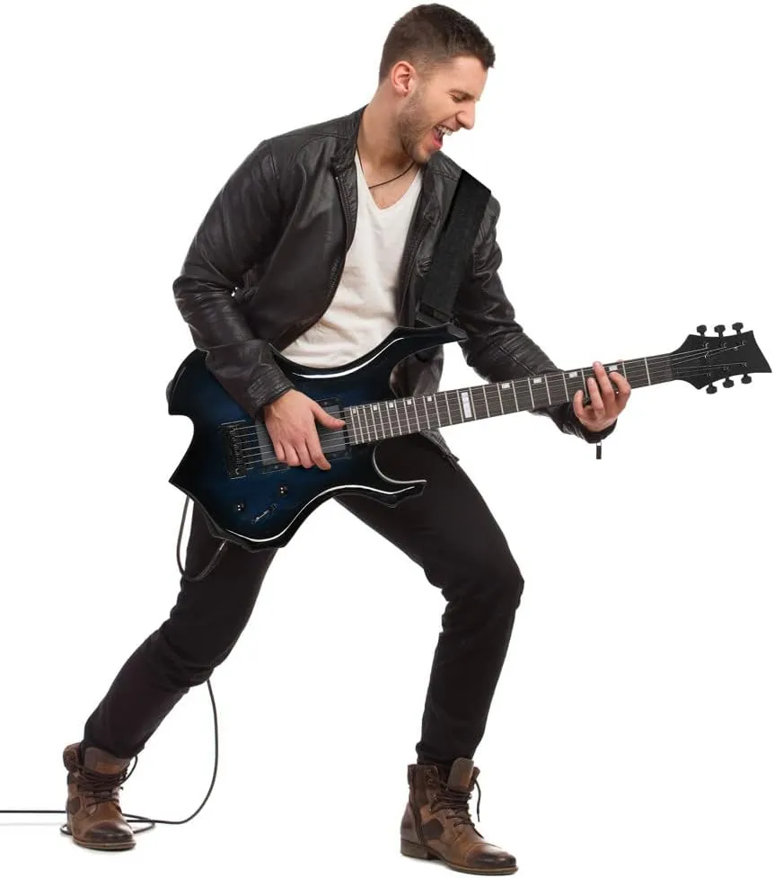 Ktaxon Flame Design Electric Guitar, 36-inch Beginner Electric Guitar Kit with 20 Watt AMP, Tremolo Bar, Portable Bag, Shoulder Strap, Cable & Wrench Tool (Blue)