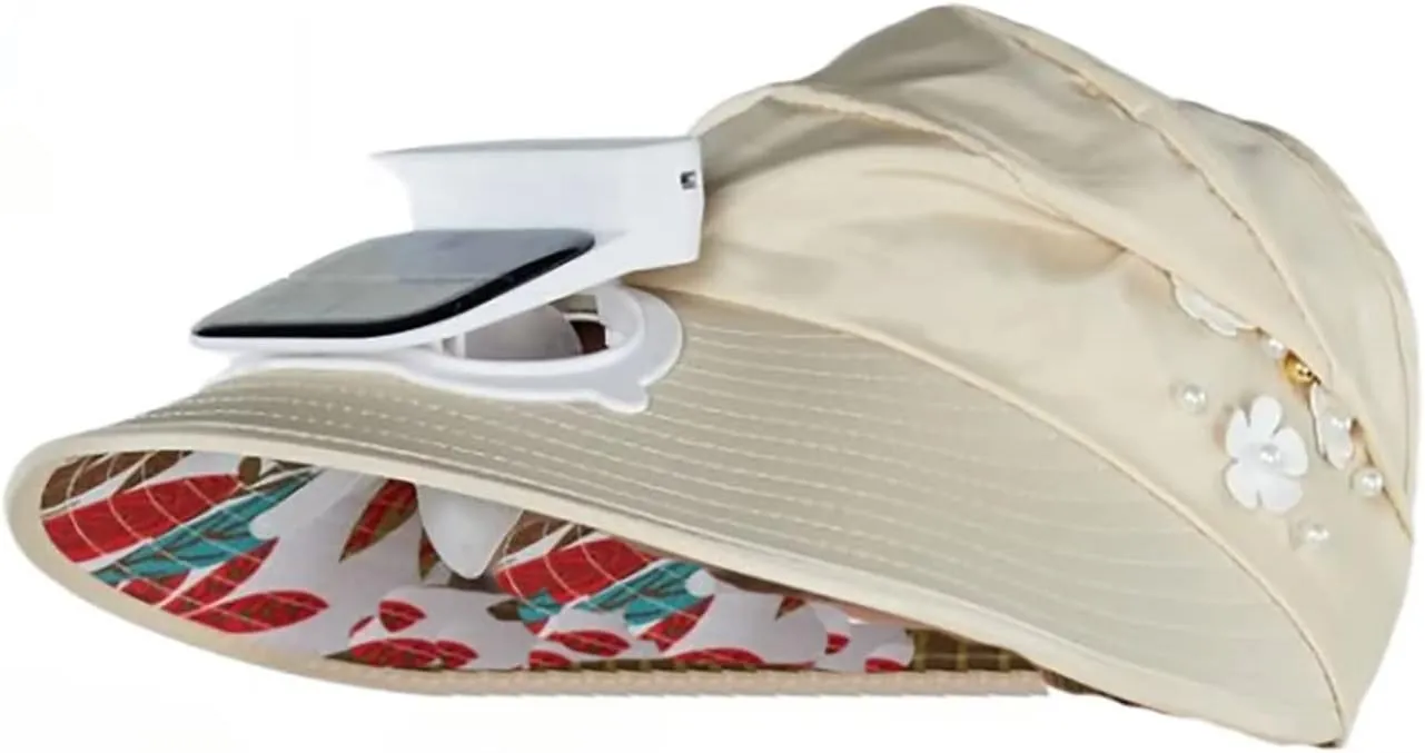 Ladies Sun Hat for Outdoor Sport Travel Camping Solar Powered Fan Hat Fan Cooling Wide Brim Hat