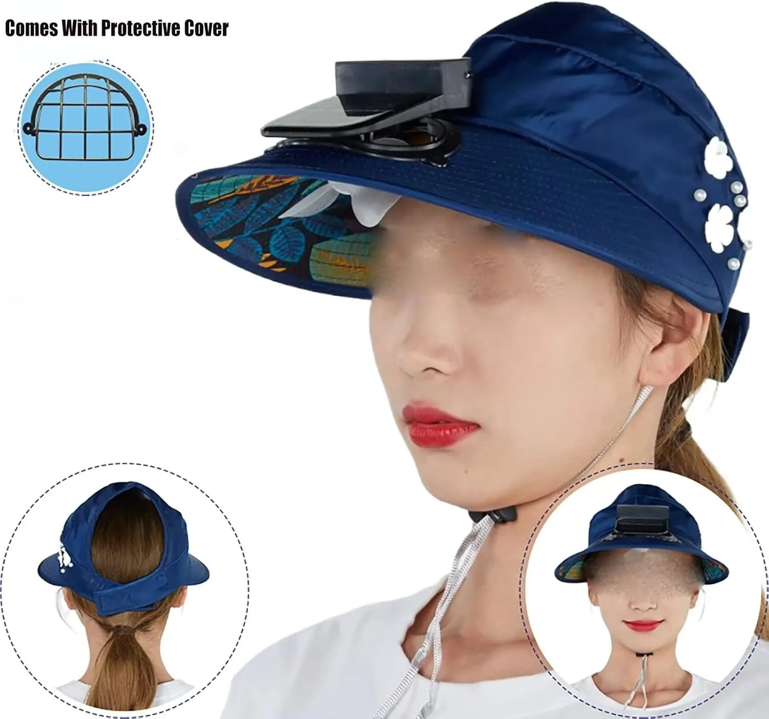 Ladies Sun Hat for Outdoor Sport Travel Camping Solar Powered Fan Hat Fan Cooling Wide Brim Hat