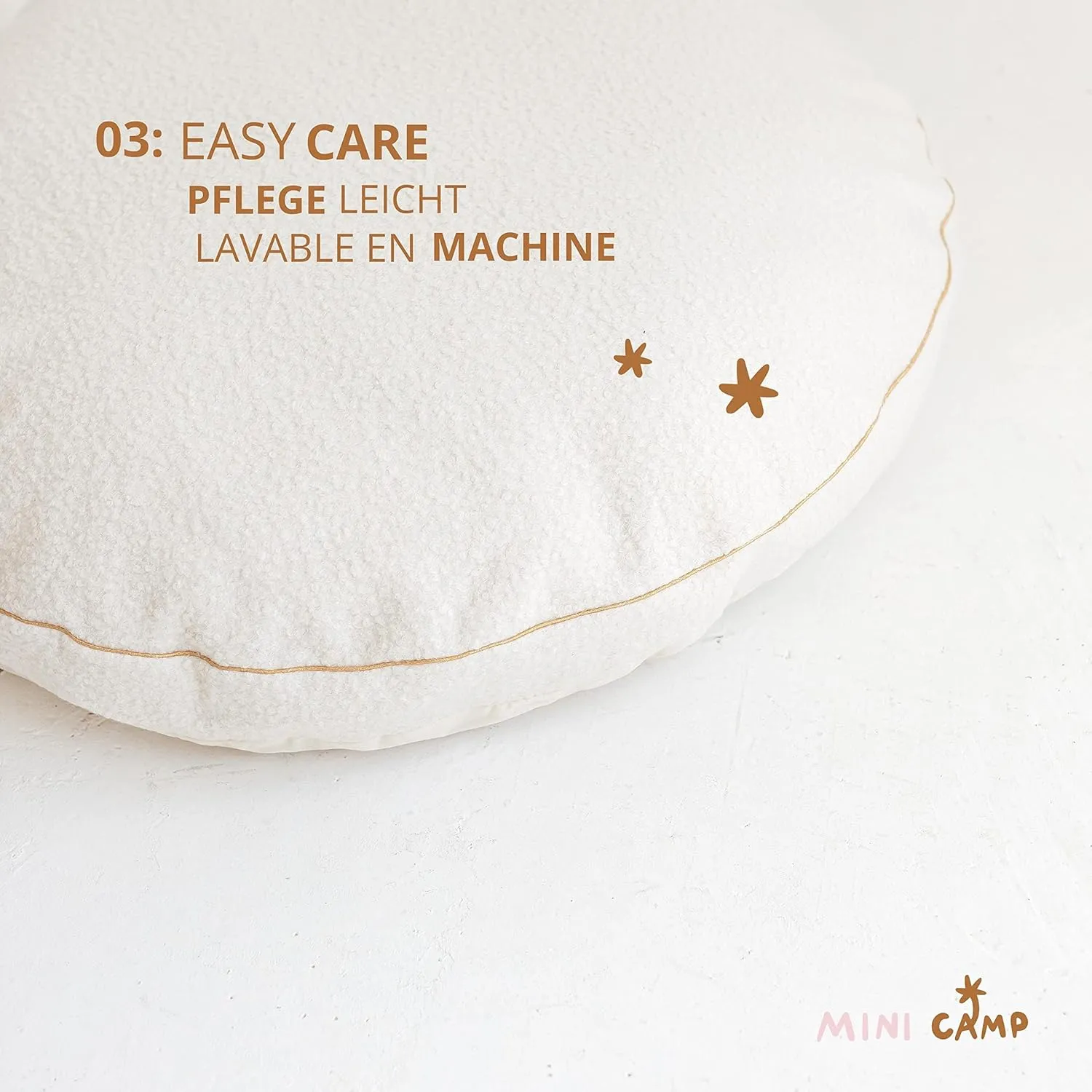 Large Floor Cushions for Kids - Ultra-Fluffy & Washable Children Bean Bag Chair with Filling and Boucle Sherpa Cover - 40” Wide - Cute Lounger and Reading Pillow for Toddlers & Teens (Ecru)