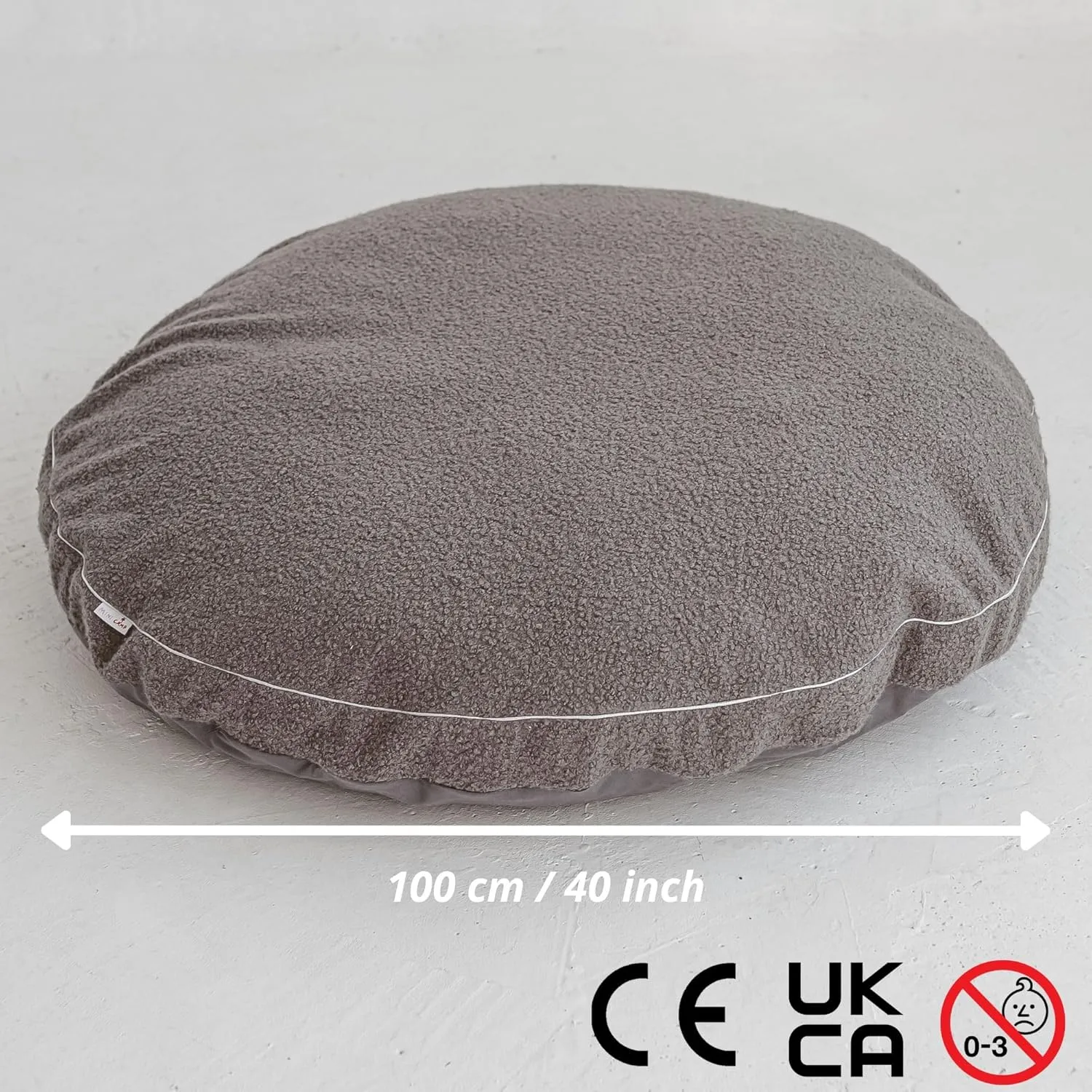 Large Floor Cushions for Kids - Ultra-Fluffy & Washable Children Bean Bag Chair with Filling and Boucle Sherpa Cover - 40” Wide - Cute Lounger and Reading Pillow for Toddlers & Teens (Grey)