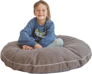 Large Floor Cushions for Kids - Ultra-Fluffy & Washable Children Bean Bag Chair with Filling and Boucle Sherpa Cover - 40” Wide - Cute Lounger and Reading Pillow for Toddlers & Teens (Grey)