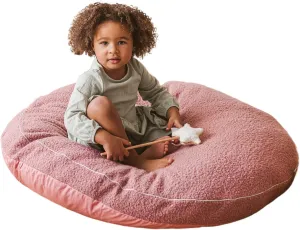Large Floor Cushions for Kids - Ultra-Fluffy & Washable Children Bean Bag Chair with Filling and Boucle Sherpa Cover - 40” Wide - Cute Lounger and Reading Pillow for Toddlers & Teens (Pink)