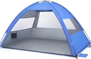 Large Folding Beach Tents Portable Family Tents Sun Shelter for Hiking Camping Vacation Navy