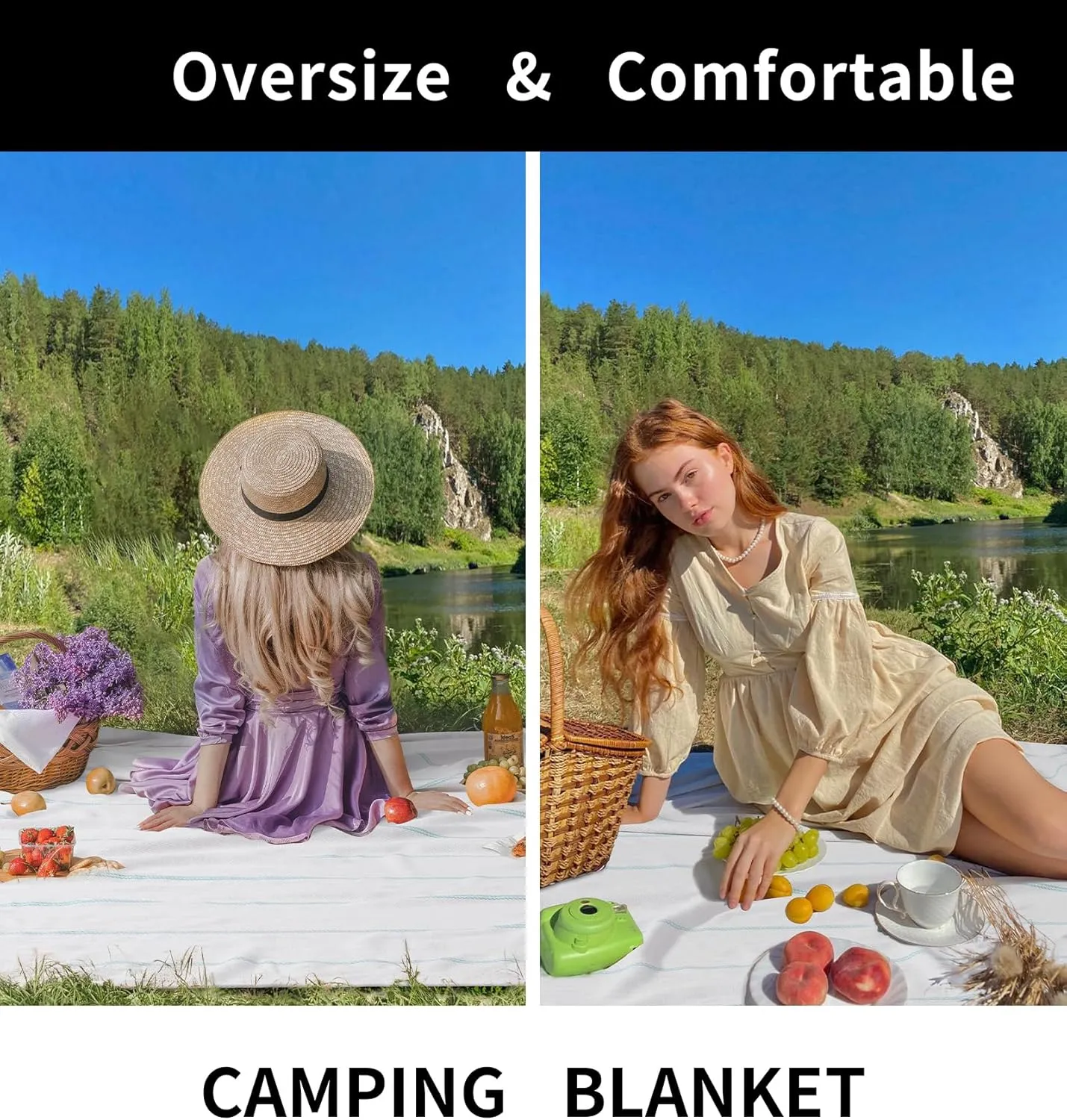 Large Soft Picnic Blanket Outdoor Law Park Mat Car Travel Essentials Europe Mexico Road Trip Summer Vacation Stuff Outside Accessories Roadtrip Camping Gear Rv Must Haves Glamping Tent Gadget