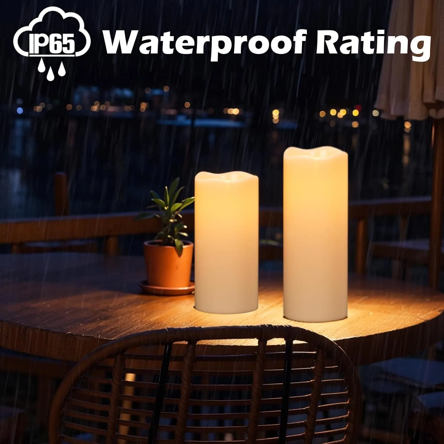 Large Solar Candles Outdoor Waterproof, Outdoor Candles Rechargeable for Lanterns, Large Solar Lanterns Flickering for Garden Camping Patio Home Decor Dusk to Dawn (2Pcs,4" D×8"/10" H)