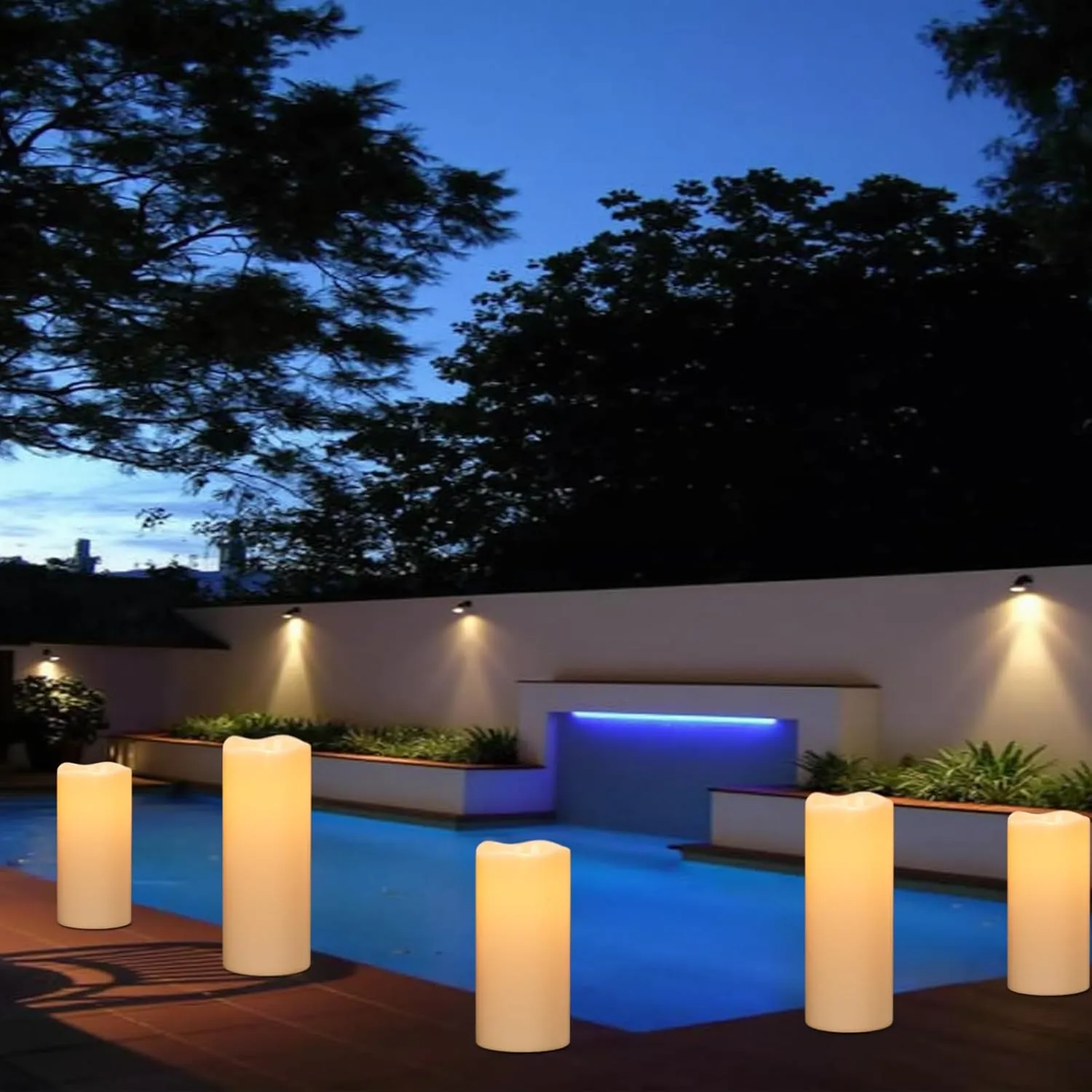 Large Solar Candles Outdoor Waterproof, Outdoor Candles Rechargeable for Lanterns, Large Solar Lanterns Flickering for Garden Camping Patio Home Decor Dusk to Dawn (2Pcs,4" D×8"/10" H)