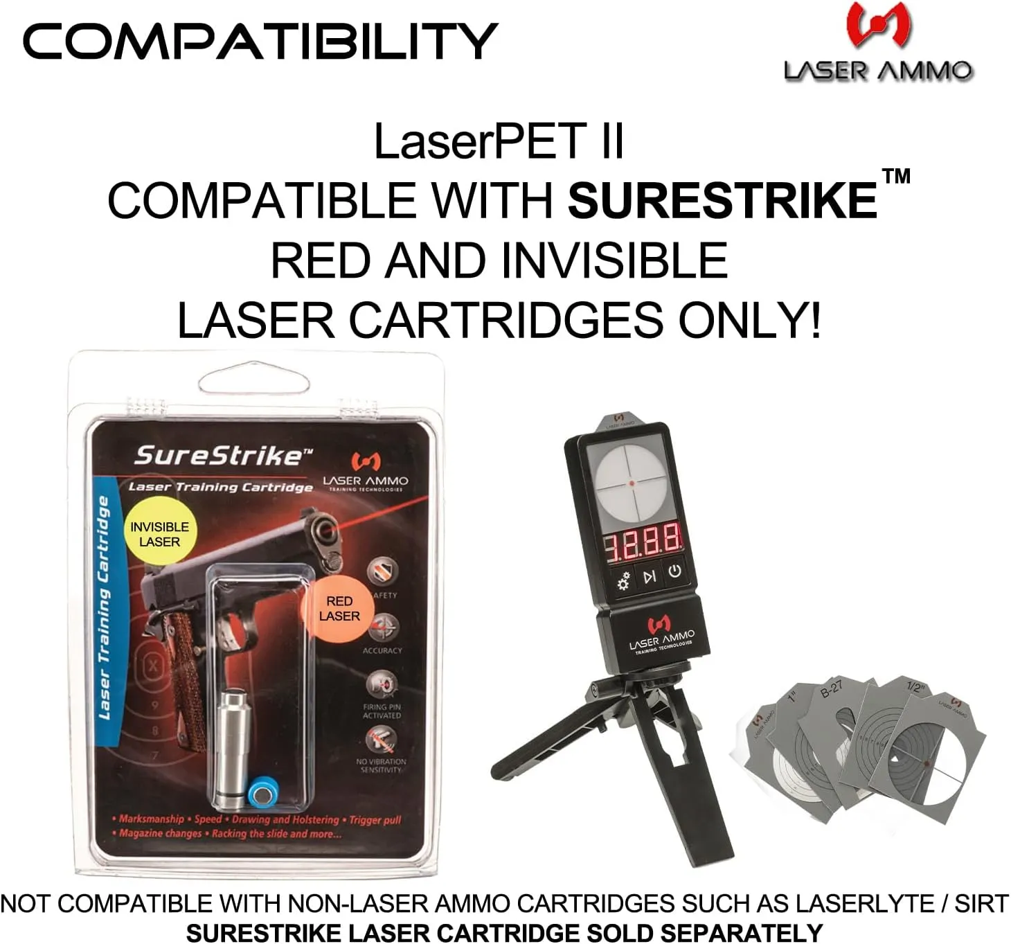 LaserPET/LaserPET II Dry Fire Training Target Multi Laser Compatible Personal Electronic Target Training System, Improve Your Shooting Anytime, Anywhere with Your Personal Firearm