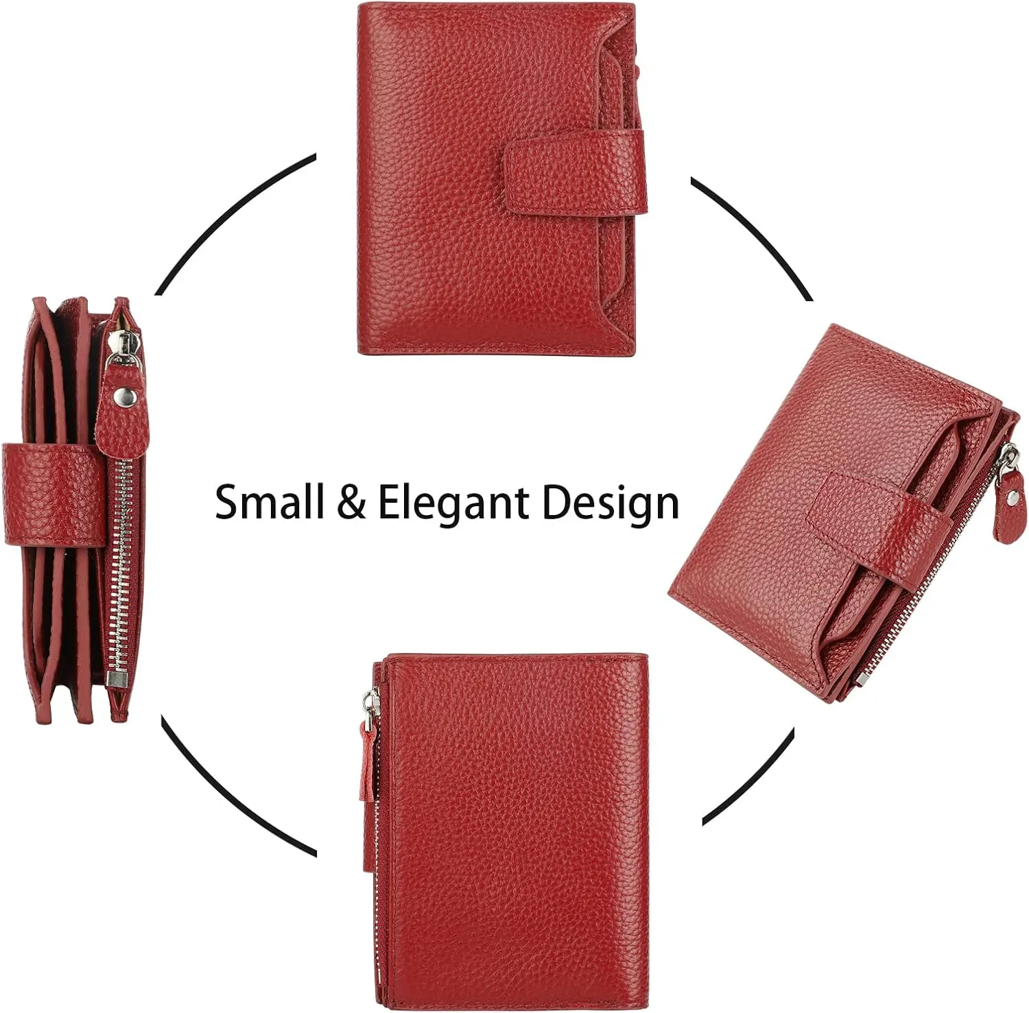 Lavemi Small Compact Women Wallet RFID Blocking Genuine Leather Bifold Purse with ID Windows