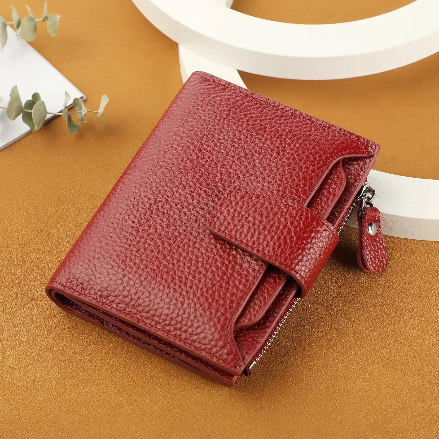 Lavemi Small Compact Women Wallet RFID Blocking Genuine Leather Bifold Purse with ID Windows