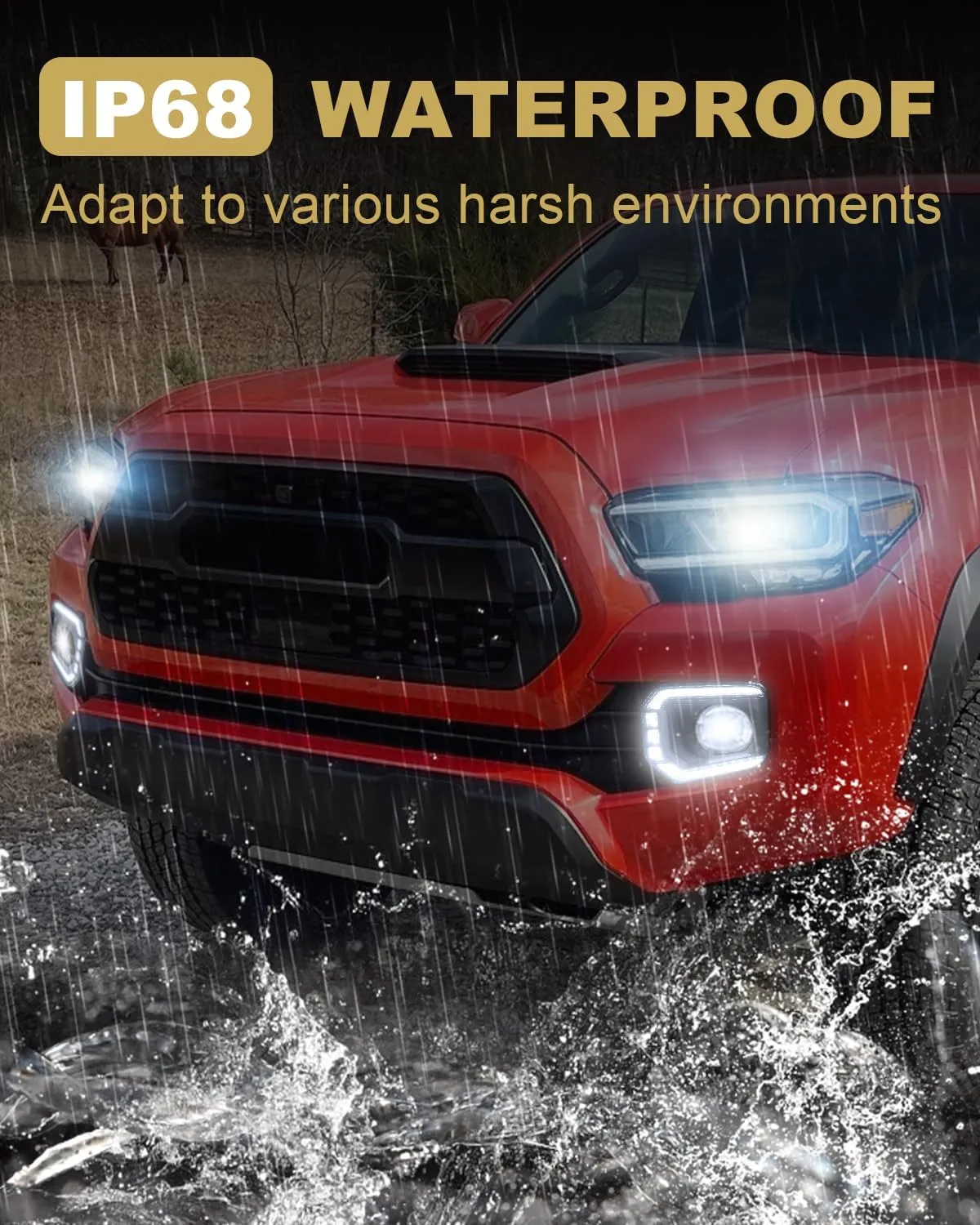 LED Fog Lights Assemblies for 2016-2023 Tacoma DRL Daytime Running Lights Amber Turn Signal LED Fog Lamps Cover Tacoma Accessories