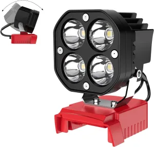 LED Work Light Compatible with Milwaukee 18V Battery, 40W 6000LM Flashlight, 18V Battery Cordless Work Light 120°Adjustable with Low Voltage Protection for Outdoors and Job Site Lighting