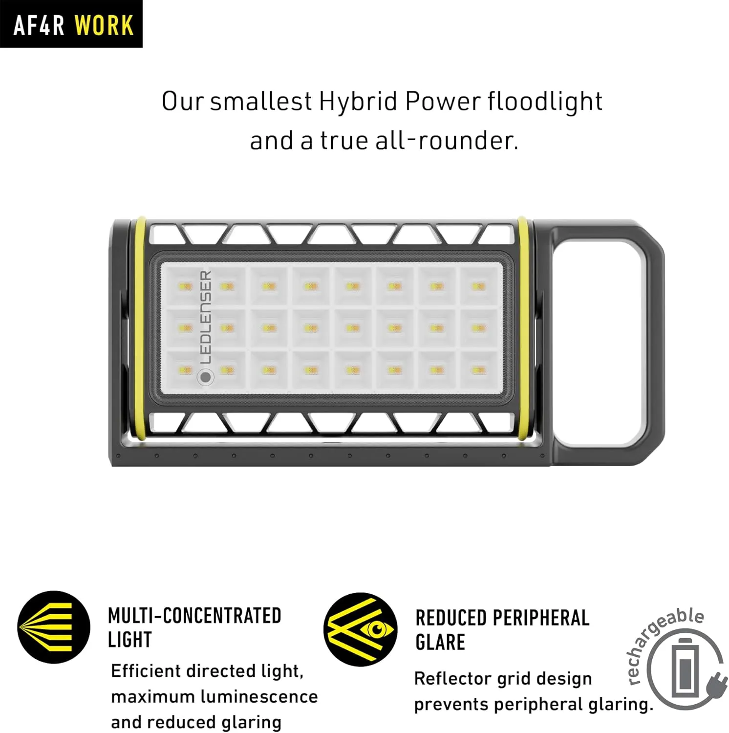Ledlenser AF4R Work, Rechargeable and AC Powered Area Light, 2000 Lumens