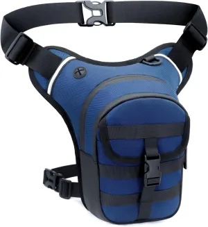 Leg Bag for Men and Women Motorcycle Waist Thigh Bag Bicycle Leg Pack Tactical Military Drop Leg Pack Pouch (Blue)