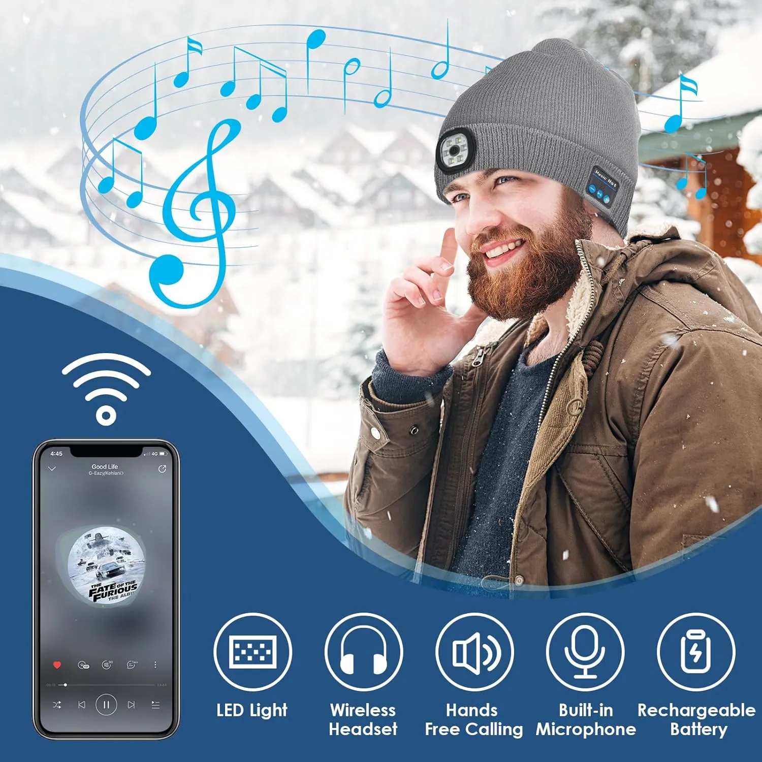 Lenski Gifts for Men, Bluetooth Beanie Hat Mens Gifts, Birthday Gifts for Men Him, Camping Hiking Accessories Cool Gadgets