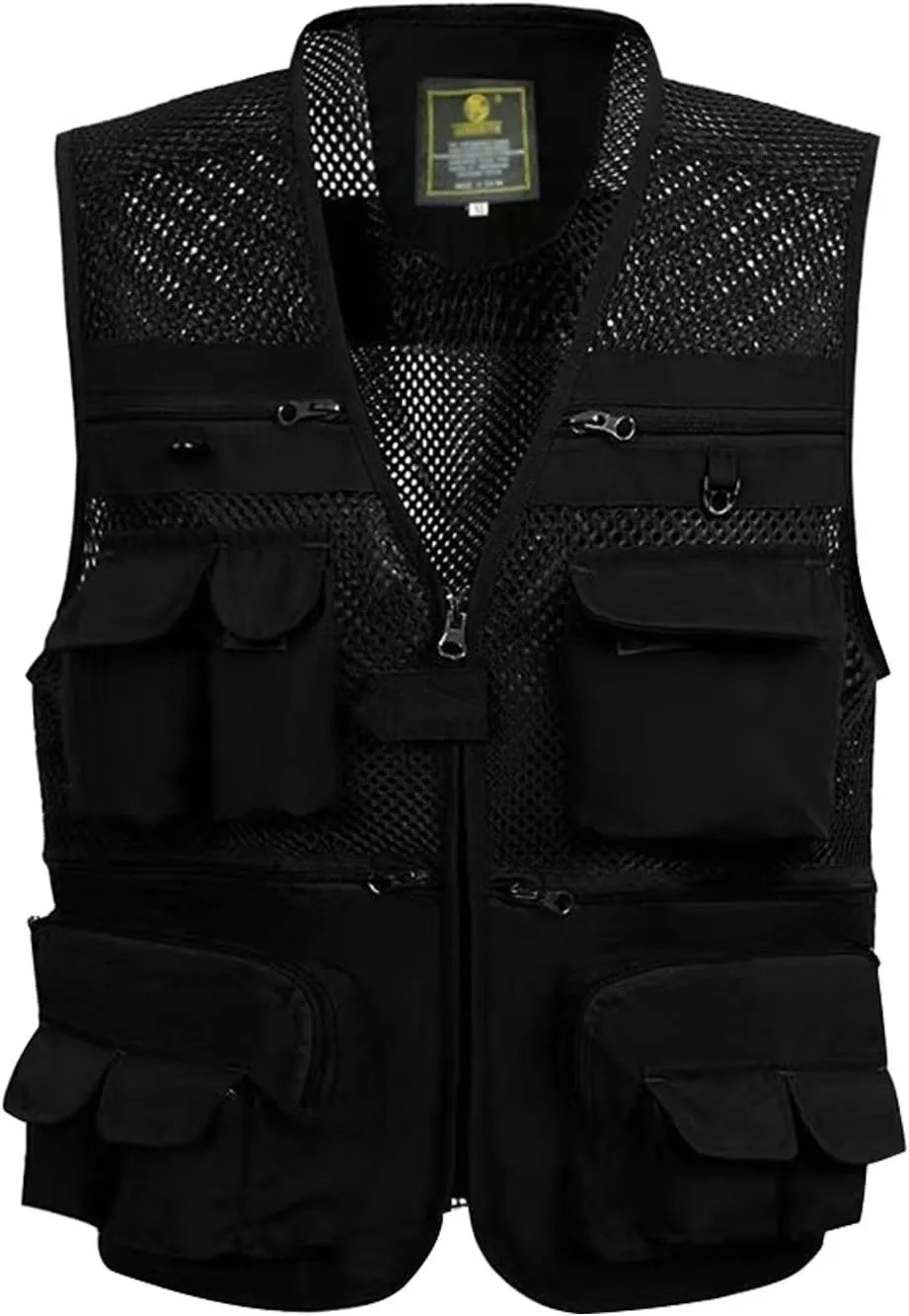 Lentta Men's Fishing Vest Summer Outdoor Lightweight Work Photo Vest 16 Pockets