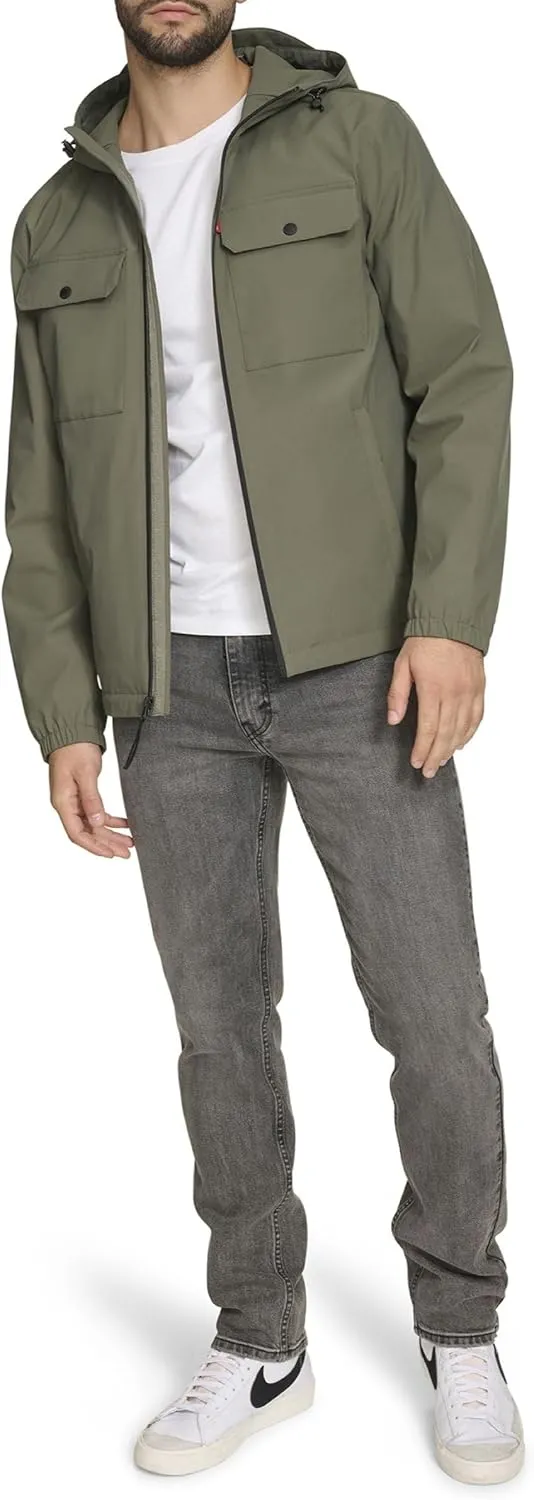Levi's Men's Hooded Waterproof Arctic Cloth Rain Jacket
