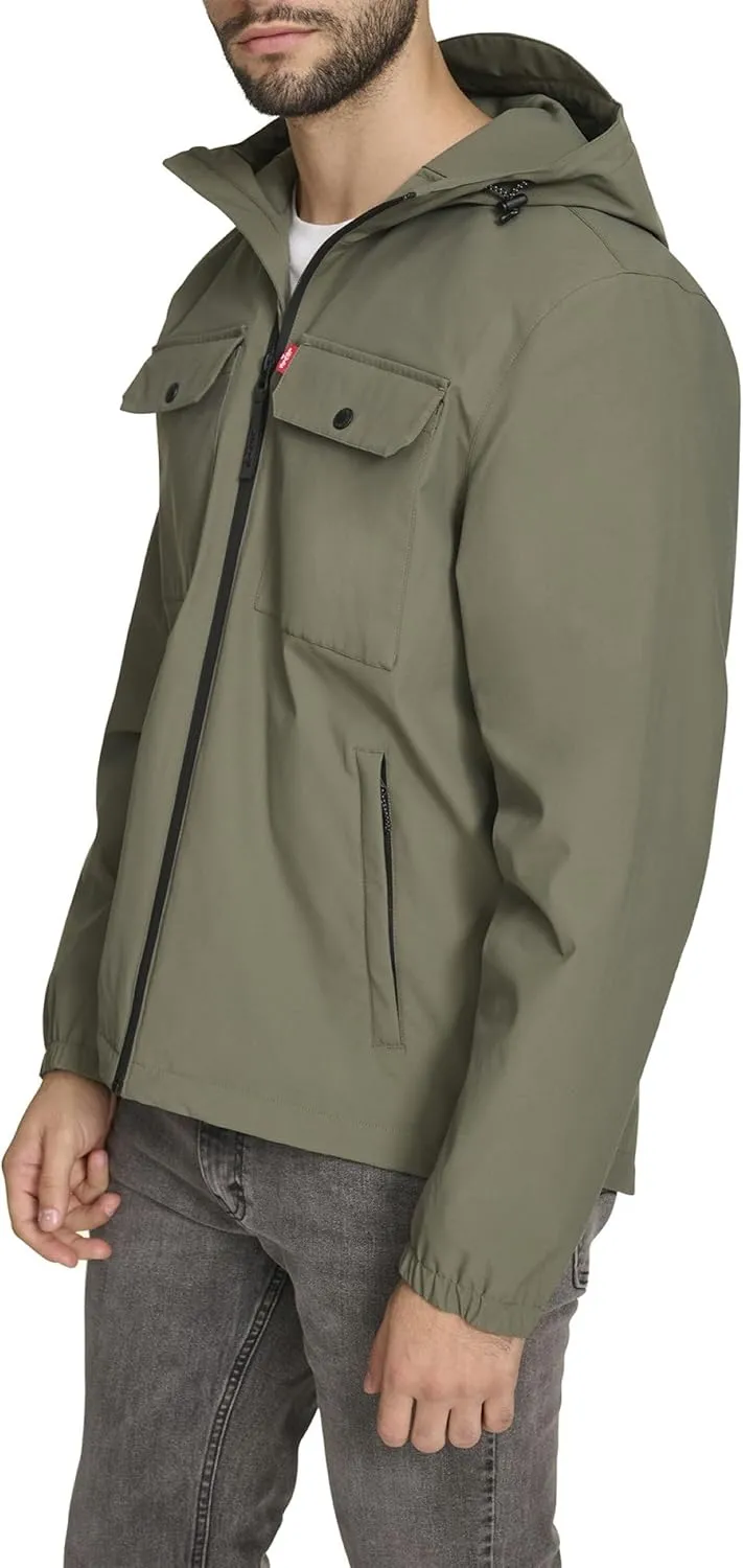 Levi's Men's Hooded Waterproof Arctic Cloth Rain Jacket