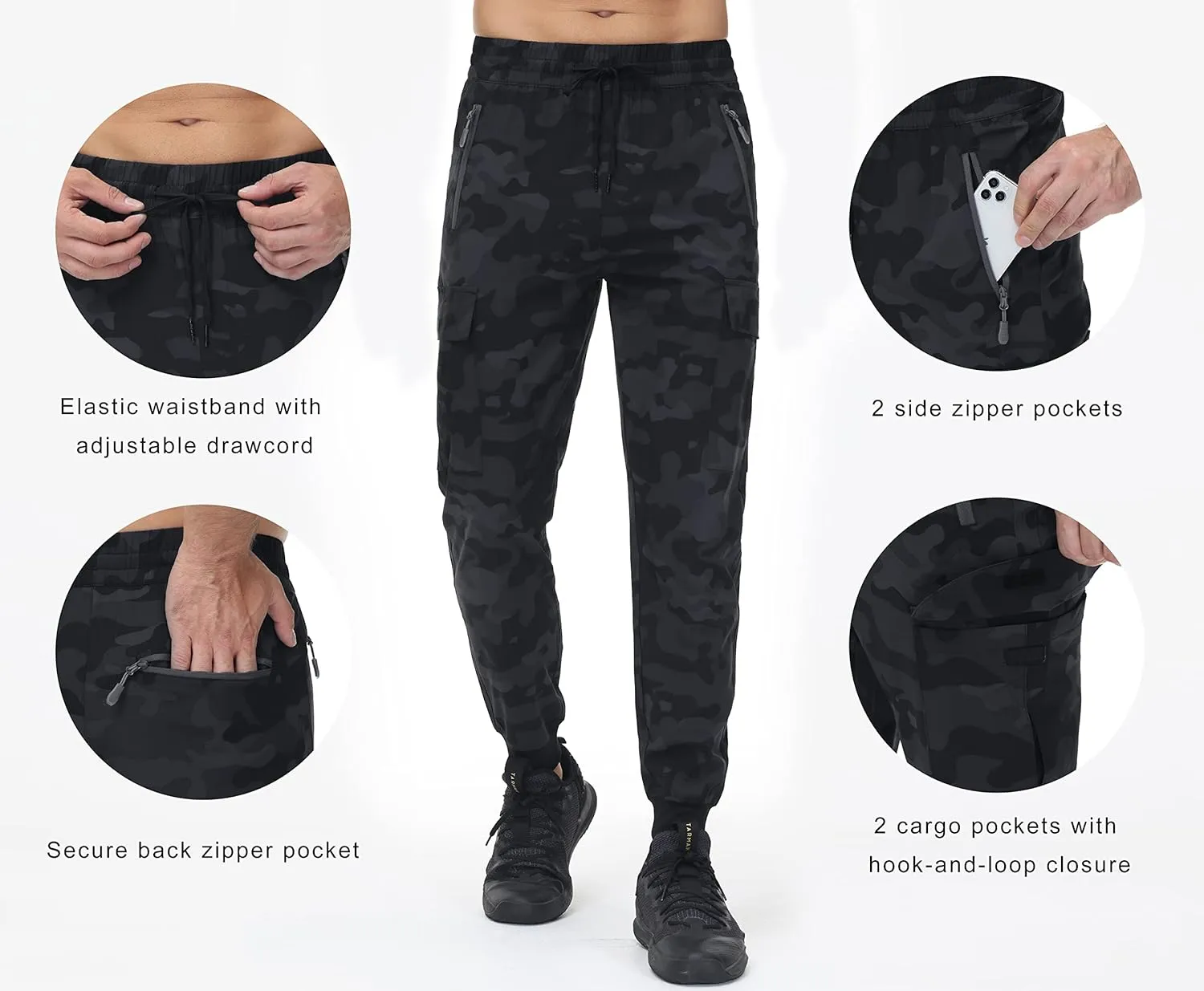 Libin Men's Lightweight Joggers Quick Dry Cargo Hiking Pants Track Running Workout Athletic Travel Casual Outdoor