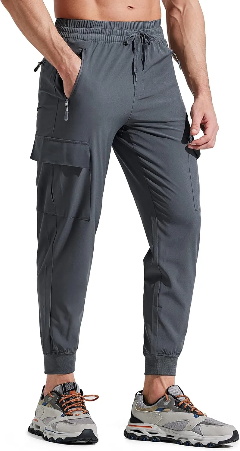 Libin Men's Lightweight Joggers Quick Dry Cargo Hiking Pants Track Running Workout Athletic Travel Casual Outdoor