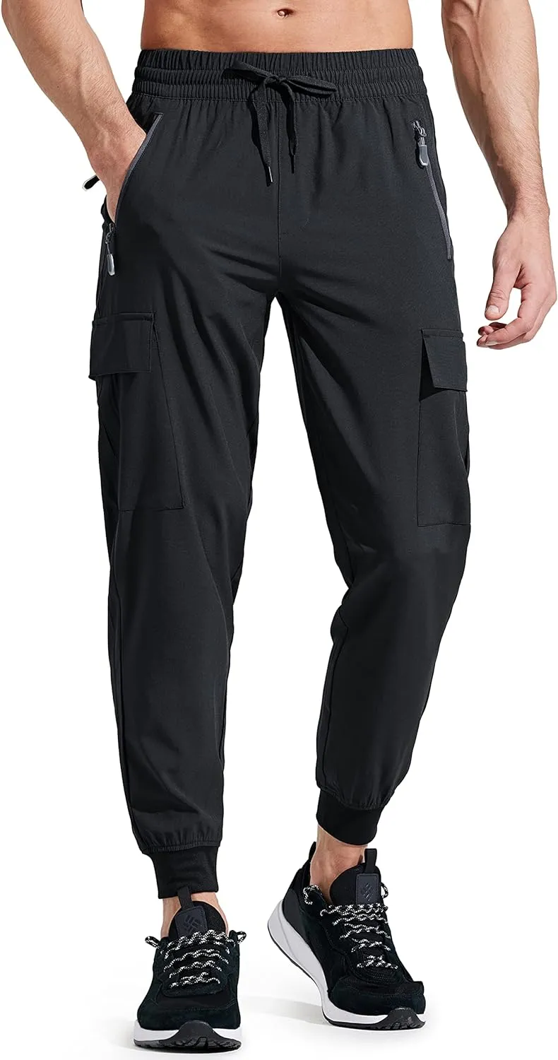 Libin Men's Lightweight Joggers Quick Dry Cargo Hiking Pants Track Running Workout Athletic Travel Casual Outdoor