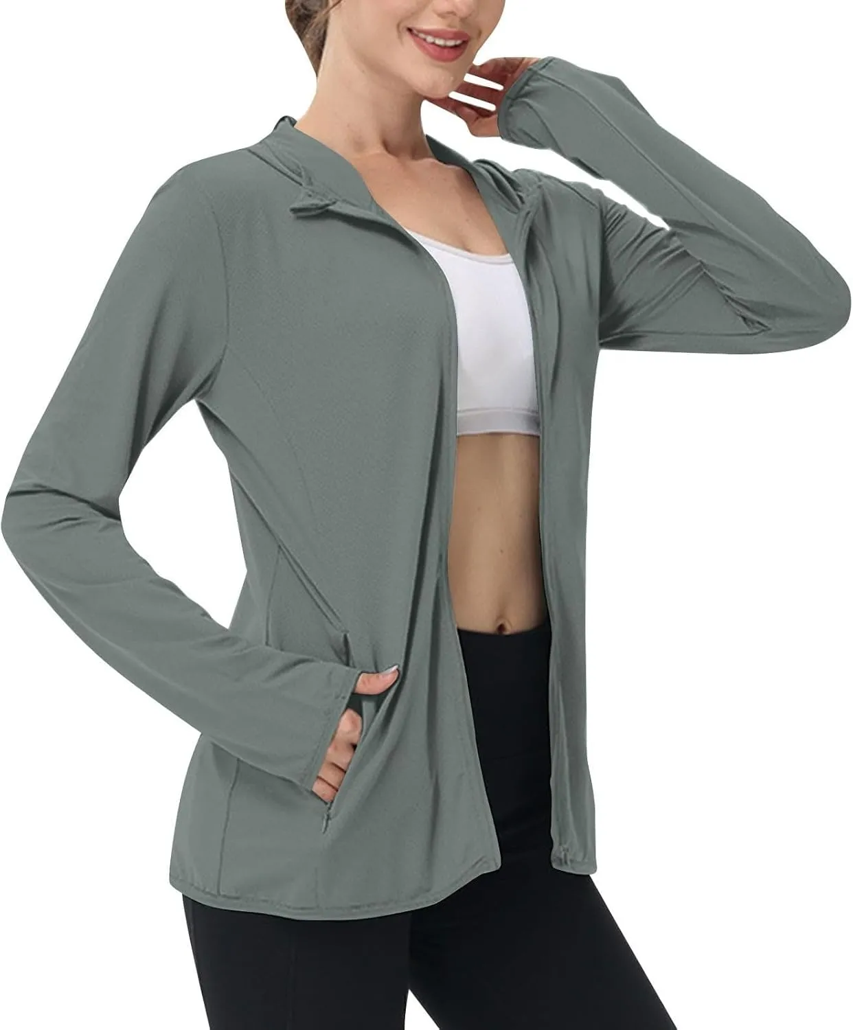Light Jackets for Women Sun Protection Hiking Fishing Jacket UPF 50  Summer Beach Hoodies Zip Up Running Clothing