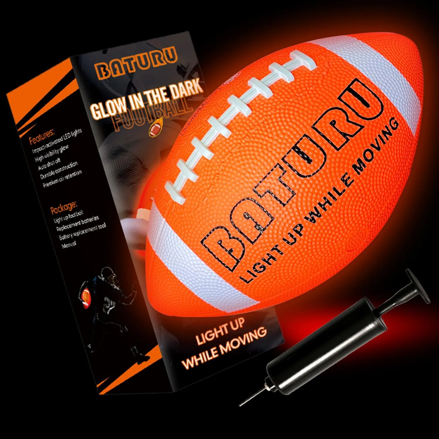Light Up Football - Glow in The Dark Balls Toy - Junior NO 6 - Birthday Gift for Boy Kids Teens Youth 8 9 10 11 12 Years Old - Perfect for Catch Games in Backyard Evening, Camping, Beach, Outdoor