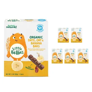 Little Bellies Organic Date, Oat & Banana Bars for Toddlers 12  Months, 3 oz (5 Bars) - Pack of 6