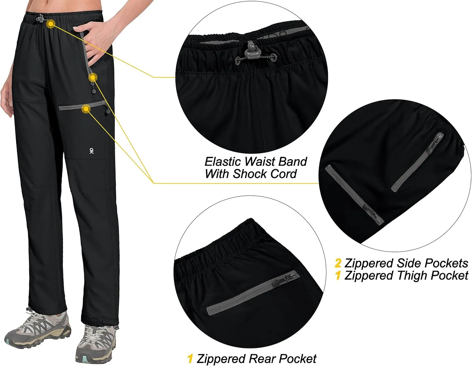 Little Donkey Andy Women's Lightweight Quick Dry Cargo Hiking Pants UPF 50  Stretch Travel Casual Trousers