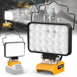 LIVOWALNY 20V Work Light for Dewalt Battery, 78W 7800 Lumen Battery Flashlight, Portable Tools, LED Work Light with USB-A & Type-C Charging Port for Camping, Hiking