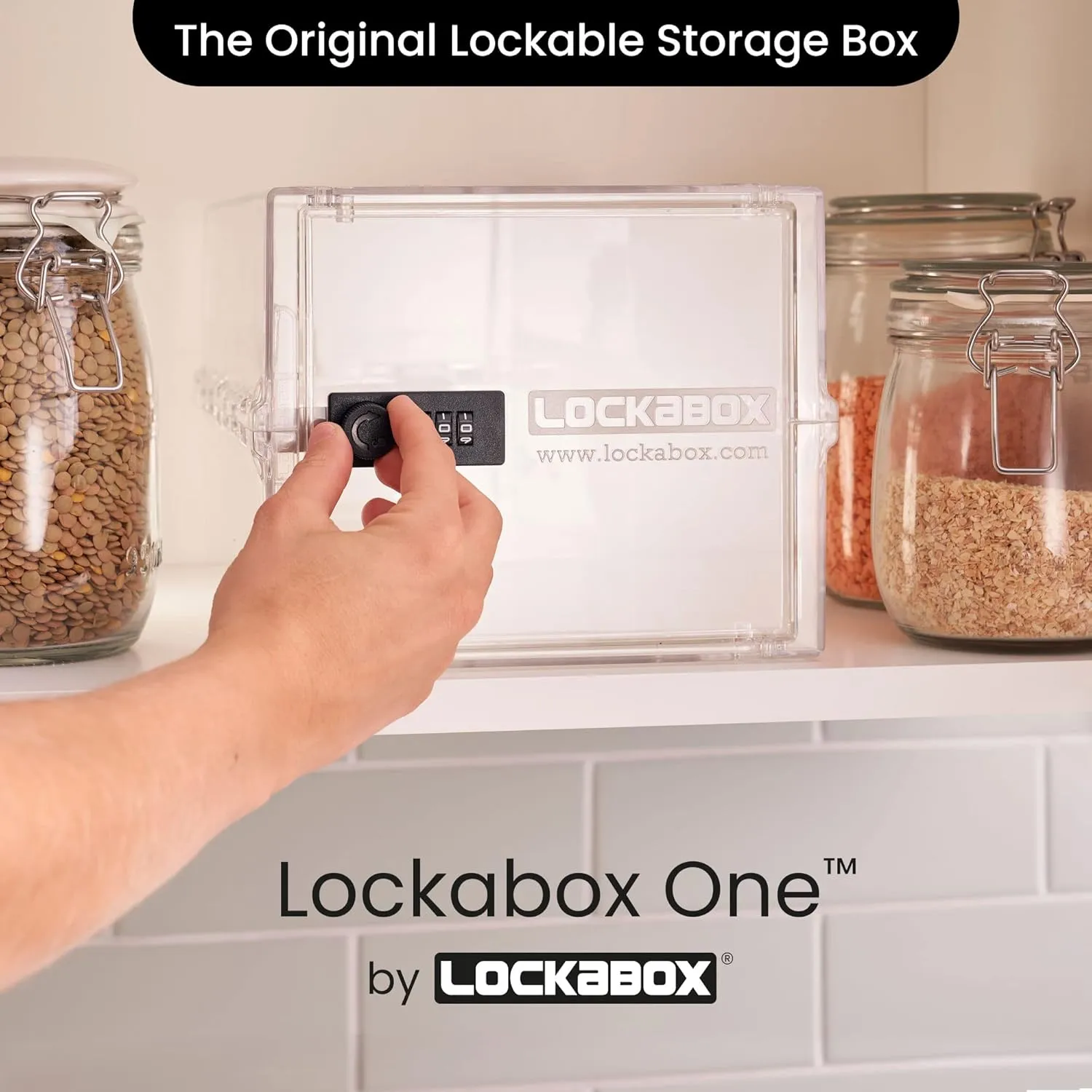 Lockabox One™ | Premium Lock Box | 10 Litre Combination Lock Box For Food, Medicine & Home Safety | External Size 12 x 8 x 6.6 inches (Crystal)