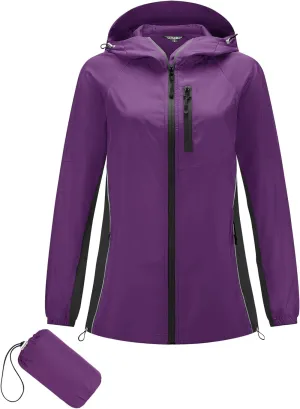 LOMON Lightweight Active Rain Jacket Hooded Water Resistant Raincoat Windbreaker Casual Jacket